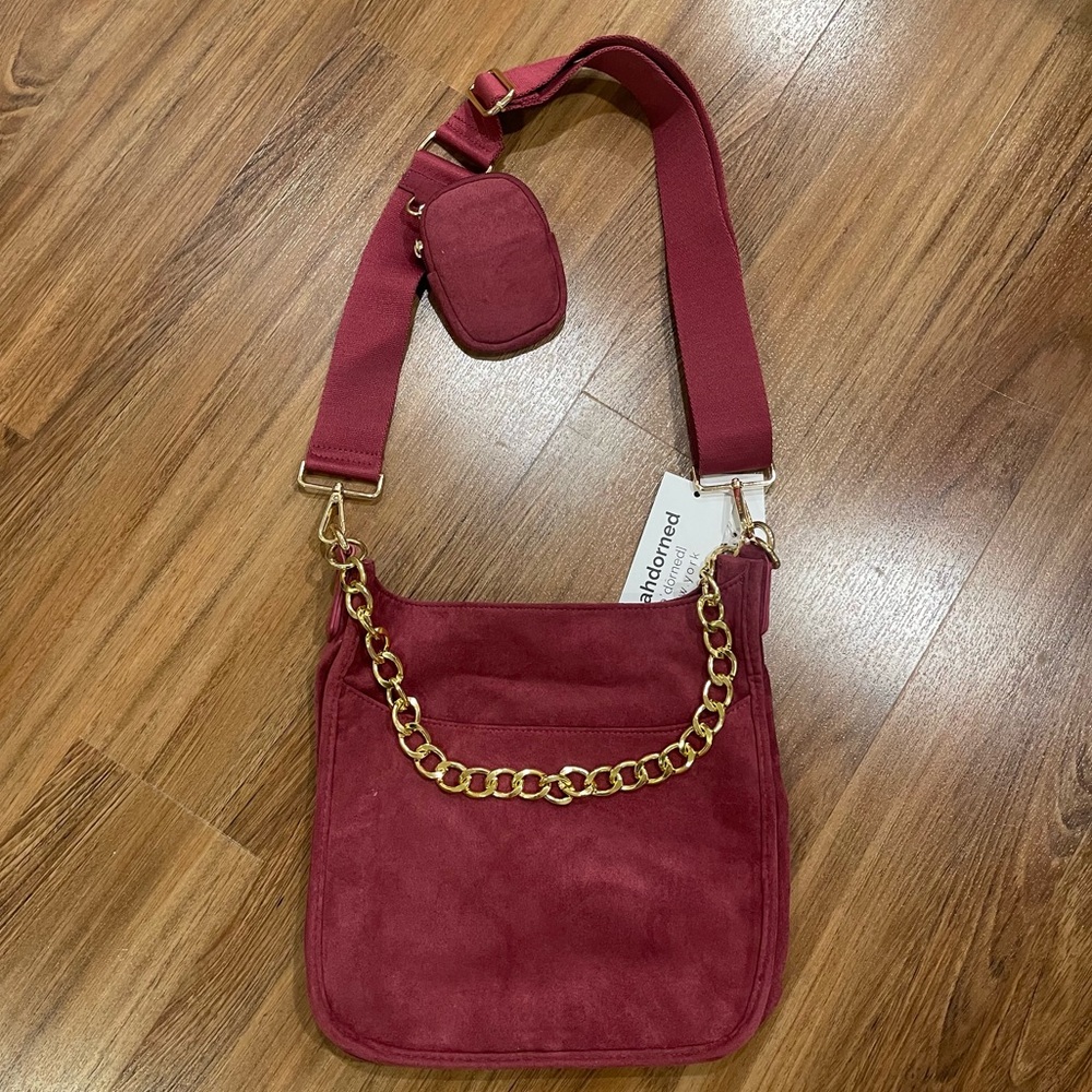 AhDorned Suede Crossbody Bag